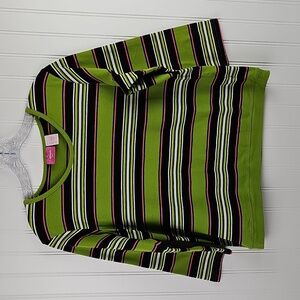 Pappagallo Sport Green Striped Top Size L